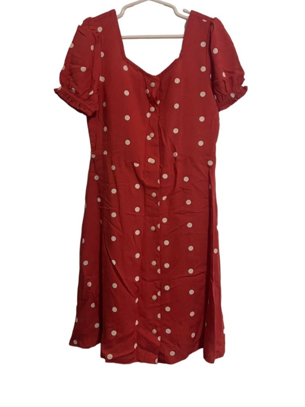 Old Navy Girls Pink White Short Sleeve Polka Dot Button Up Dress Size M (8)